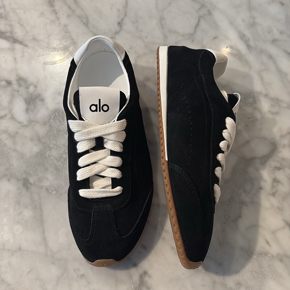 ALO Yoga Shoes - ALO Sunset Black Suede Sneakers